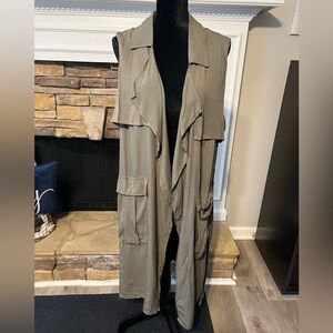 Sleeveless Olive Green Duster Vest